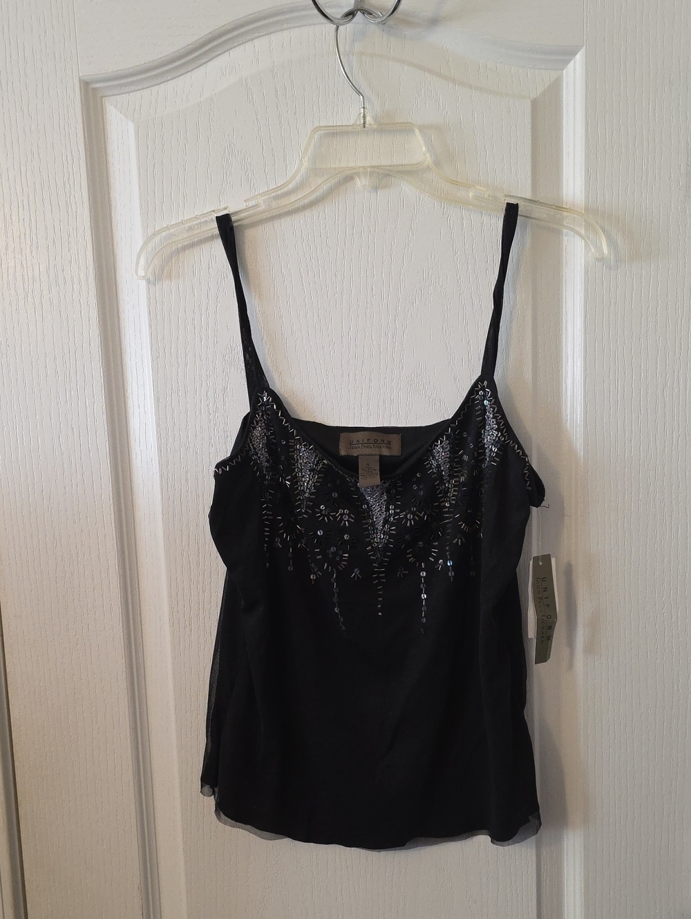 Uniform Black Sequined Camisole Tank Top